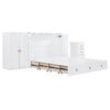Queen Size Murphy Bed With USB Port, Large Drawer, And Wardrobe / Desk Combo Versatile Cabinet Bed - White - Image 7