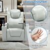 270° Swivel Power Recliner Individual Seat Home Theater Recliner With Surround Sound, Cup Holder, Removable Tray Table, Hidden Arm Storage For Living Room - Gray - Image 7