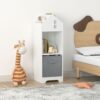 Kids Dollhouse Bookcase With Storage, 2-Tier Storage Display Organizer, Toddler Bookshelf With Collapsible Fabric Drawers For Bedroom Or Playroom - White / Gray - Image 2