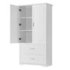 Tall Bathroom Storage Cabinet, With Two Doors And Drawers, Adjustable Shelf, MDF Board - White - Image 14