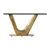 63" Modern Artificial Stone Panel V-Shaped Metal Legs, Can Accommodate 6-8 People - White / Gold - Image 5