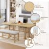 Topmax - 6 Piece Farmhouse Extendable Dining Table Set Trestle Kitchen Table Set With Removable Leaf And Upholstered Dining Chair And Bench For Dining Room - Natural - Image 4