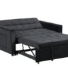 Maeve - Velvet Convertible Sleeper Loveseat With Tufting and Side Pocket - Black - Image 3