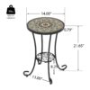 Ceramic Tile And Iron Patio Side Table With Shelf - Brown / Black - Image 3