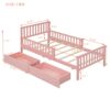Twin Size Platform Bed With Guardrails On Both Sides And 2 Storage Drawers - Pink - Image 10