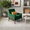 Cole - Solid Wood Lounge Chair - Green Fabric - Image 9