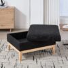 Upholstered Storage Ottoman With Reversible Lid Coffee Table, Foot Stool Square Footrest With Rubberwood Legs For Living Room Bedroom Entryway And Office - Black - Image 6