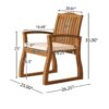 Della - Wood Armchair (Set of 2) Outdoor Dining Chairs - Cream - Image 3