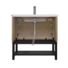 Modern Freestanding 36" Bathroom Vanity With Ceramic Sink, Hot And Cold Faucet, Storage Cabinet & Open Iron Shelf - Natural - Image 11