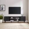 Contemporary 2 Door Minimalist TV Stand For TVs Up To 80" - Black - Image 5