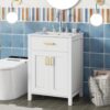 Bathroom Vanity Combo With Ceramic Sink, Luxurious Space-Saving Vanity, 2 Soft-Close Doors - Gold / White - Image 2