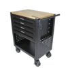 4 Drawers Multifunctional Tool Cart With Wheels And Wooden Top - Black - Image 6