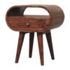 Circular Bedside Table With Open Slot - Caramel - Image 3