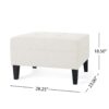 Ottoman With Birch Wood Legs And Cushioned Top For Comfort - Ivory - Image 3