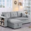 Daniel - Upholstered Reversible Sectional With Pull Out Loveseat - Light Gray - Image 7