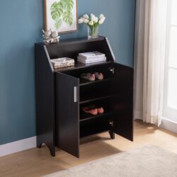 Modern Shoe / Storage Cabinet Two Door With 4 Shelves - Red Cocoa