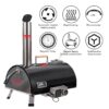 Pizza Oven Outdoor 12" Automatic Rotatable Pizza Ovens Portable Stainless Steel Wood Fired Pizza Oven Pizza Maker With Built-In Thermometer Pizza Cutter Carry Bag - Black - Image 11