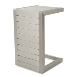 Aluminum Outdoor Side Table, C Shaped End Table, Outside Small Table For Patio - Silver