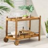 Bar Cart With Wine Bottle Holders, - Black - Image 2