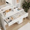 40.95" Newly Designed Smart Mirror Dressing Table With Drawers And Storage Cabinet, Dressing Table With Dressing Pad For Bedroom, Dressing Room - White - Image 8