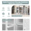 Retro TV Stand For TVs Up To 43", Entertainment Center Media Console Cabinet With 3 Spacious Cabinets, Glass Cabinet Doors And Anti-Tip Device For Living Room - White - Image 7