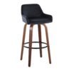 Daniella - Contemporary Fixed Height Barstool With Swivel And Round Footrest (Set of 2) - Walnut / Black - Image 2