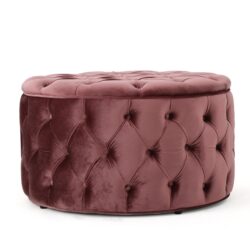 Modern Glam Ottoman With Button Tufted Diamond Stitch - Blush