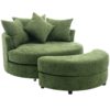 360° Swivel Accent Barrel Chair With Storage Ottoman & 4 Pillows, Modern Chenille Leisure Chair Round Accent For Living Room - Green - Image 20