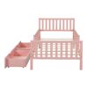 Twin Size Platform Bed With Guardrails On Both Sides And 2 Storage Drawers - Pink - Image 6