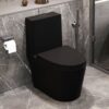 1.1 / 1.60 Gpf Dual Flush 1 Piece Toilet, Water Saving Elongated Comfort Height Floor Mounted, Soft Close Seat, 1000 Gram Map Flushing Score Toilet - Matte Black - Image 3