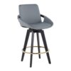 Cosmo - Contemporary Fixed Height Counter Stool With Swivel With Round Footrest (Set of 2) - Black / Gray - Image 2