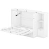 Queen Size Murphy Bed With Shelves, Drawers And USB Ports - White - Image 4