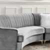 Velvet Curved Sofa - Gray - Image 5