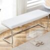 Modern Shoe Changing Stool With Metal Legs For Various Rooms - White - Image 2