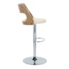 Cecina - Mid-Century Modern Adjustable Height Barstool With Swivel With Oval Footrest (Set of 2) - Chrome / Zebra / Cream - Image 3