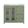 Bathroom Vanity With Two Soft Close Doors, Adjustable Shelves And Three Drawers - Green - Image 14