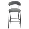 Counter Height Bar Stools Teddy Fabric Cover Kitchen Island Counter Bar Stool With Black Powder Coating Base And Footrest - Gray - Image 2