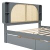 Queen Size Headboard Bed With 2 Drawers And Trundle - Gray - Image 7
