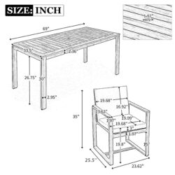Patio Dining Set Outdoor Dining Table And Chair Set With And Removable Cushions For Patio, Backyard, Garden - Dark Brown