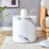 Elegant Cylindrical Table With Patterned Design For Versatile Use - White - Image 4