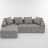 Compression Sofa: Combining Chaise Longue With 3 Seater, Corduroy Fabric, Full Sponge Compression Sofa, Combined Sofa With 4 Pillows For Living / Home Furniture / Apartment - Light Gray - Image 21