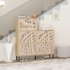 Modern Rattan 5 Door Shoe Storage Cabinet For Entryway Freestanding Design - Natural - Image 2