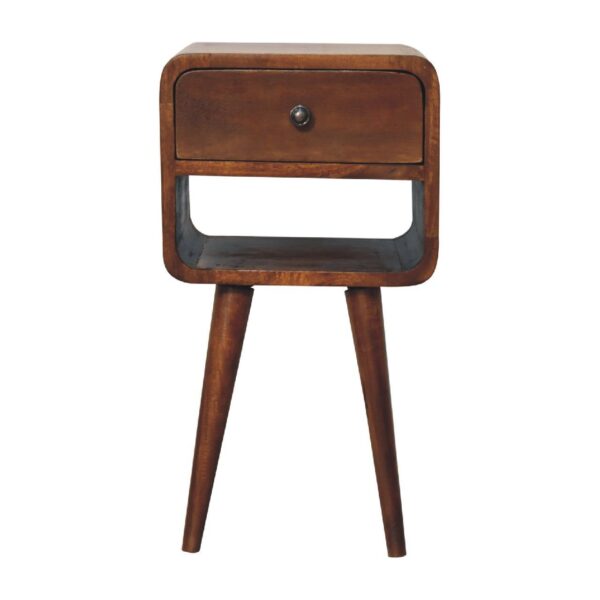 Mini Curve Lower Bedside Table - Chestnut