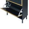 3 Door Metal Shoe Rack, Freestanding Modern Shoe Storage Cabinet With Metal Rattan, Particle Board For Entryway - Blue Gray - Image 14