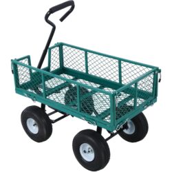 Steel Garden Cart With Mesh Removable Sides 3 Cu Ft 550 Lb Capacity Steel - Green
