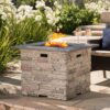 Classic Design Square Fire Pit With Top And 40, 000 Btu Heat Output - Stone Gray - Image 2