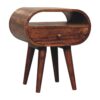 Circular Bedside Table With Open Slot - Caramel - Image 2
