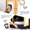 Double Litter Box Enclosure, Cat Litter Box Enclosure For 2 Cats, Hidden Litter Box Furniture With Rattan Doors - Black - Image 5