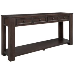 Hearth & Haven Clara - Console Table With Storage Drawers And Bottom Shelf - Espresso