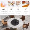 59.05" Modern Artificial Stone Round Carbon Steel Base Dining Table, Black Artificial Stone Turntable - White - Image 7